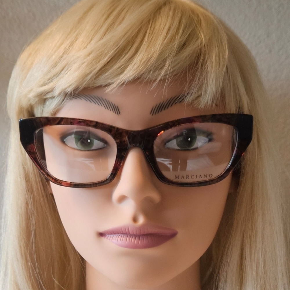Guess Marciano Women's RX Eyeglasses in Pink Tortoise With Crystals On The Arms